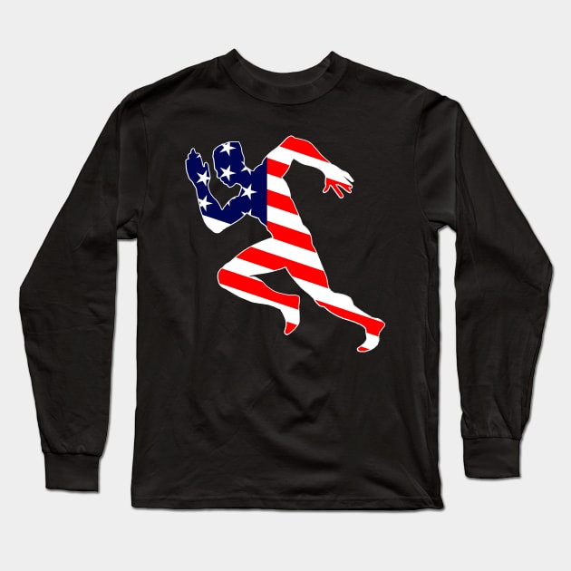 TRACK & FIELD: Track and Field US Flag 4th July Long Sleeve T-Shirt by woormle